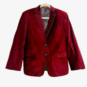TALLIA Boys Rich Red Velvet Blazer